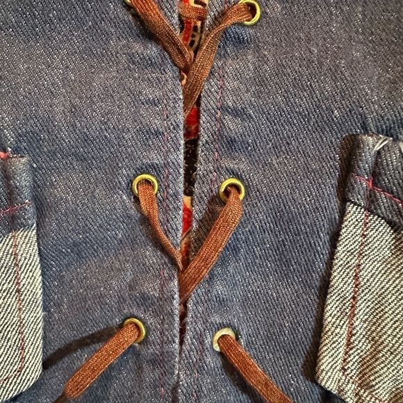 Vintage Grants 2 Toned Denim Western Lace Up Vest Youth Boys Size 7 - Picture 5 of 7